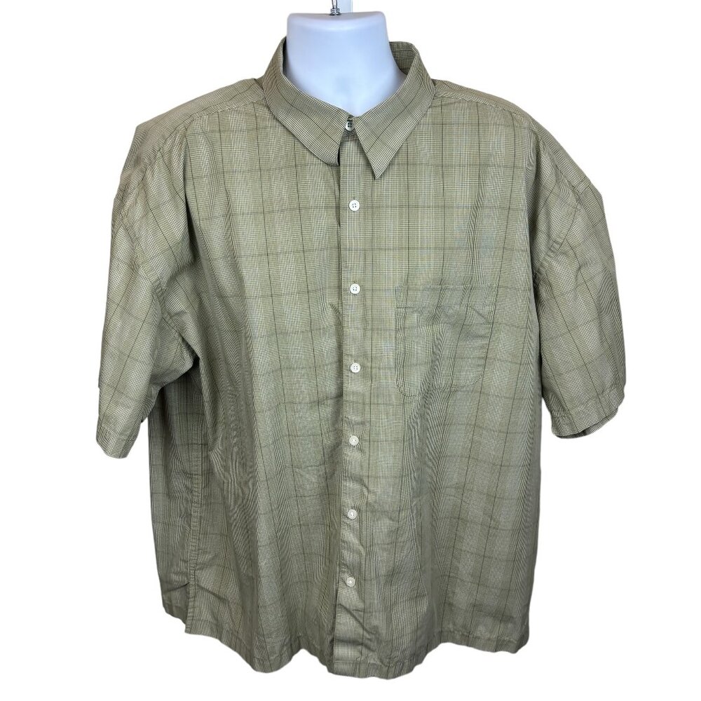 Geoffrey Beene plaid dress shirt, size XXL, short-sleeves, button front, pocket